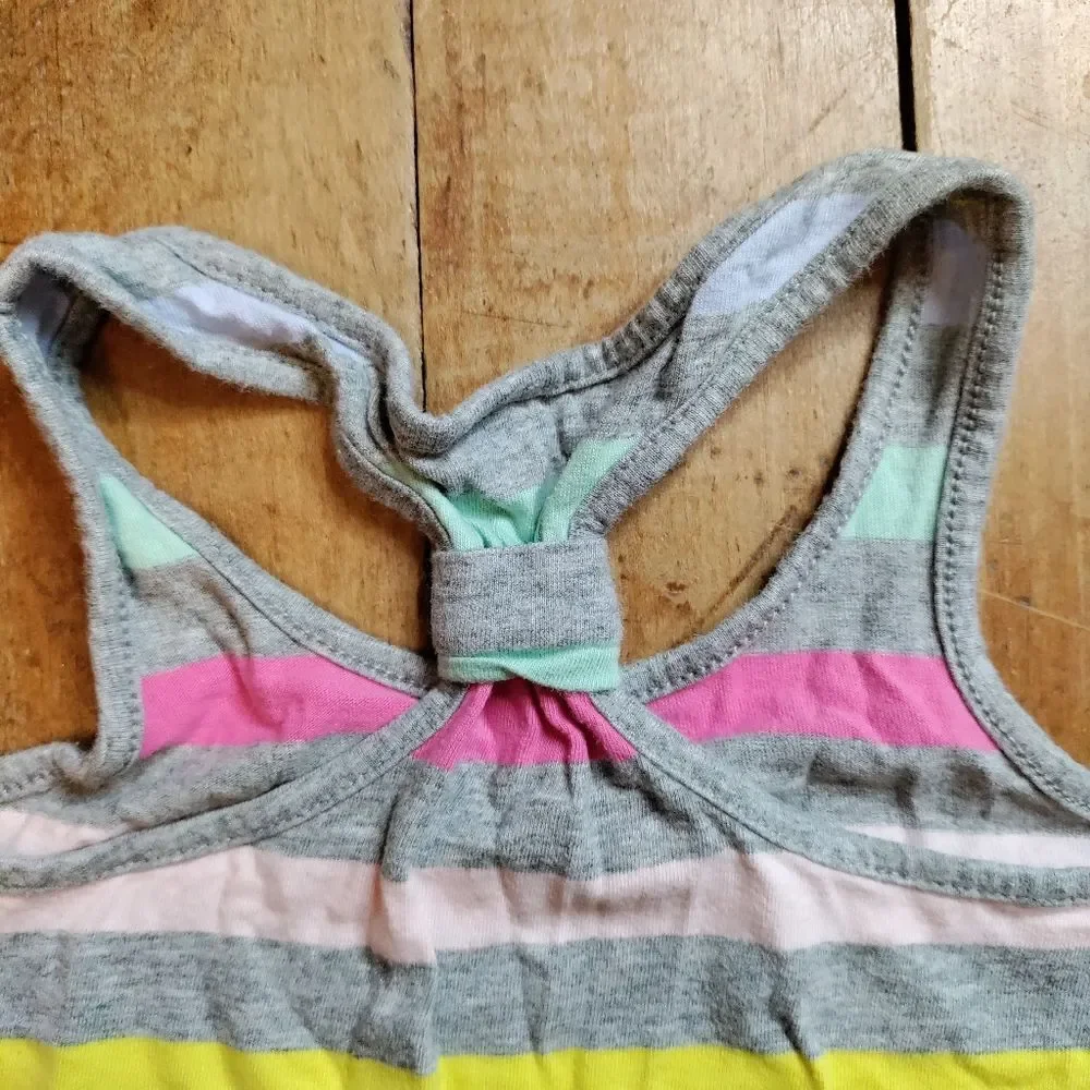 Gap dress 2T girls striped tank dress rainbow cotton summer pink mint green